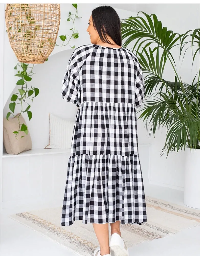 Amber Gingham Dress - Black