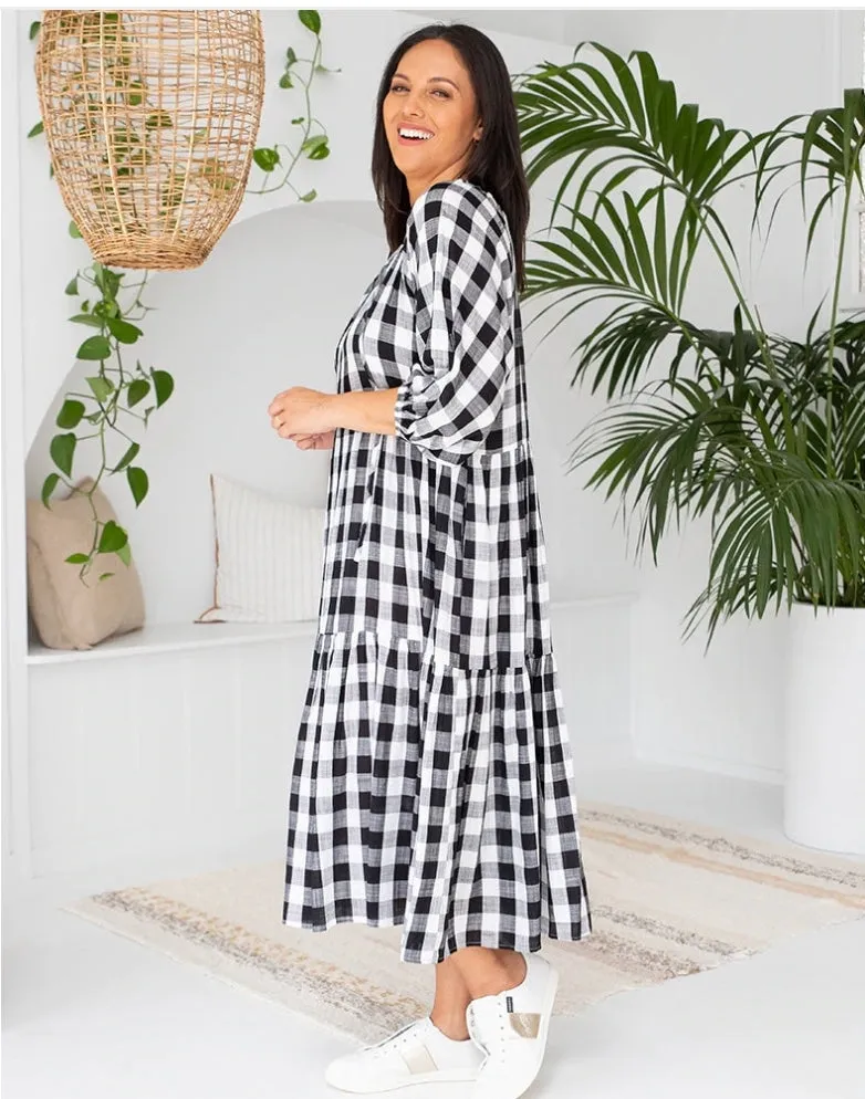 Amber Gingham Dress - Black