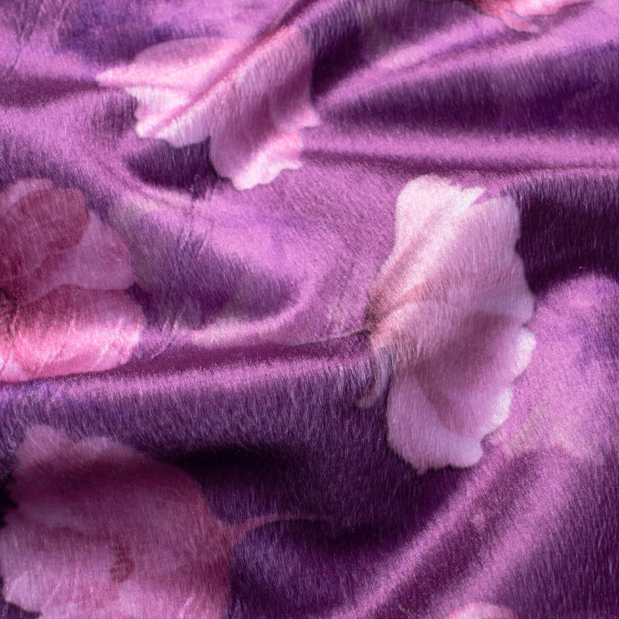 Amethyst Purple And Cream Floral Pattern Digital Print Velvet Fabric (Width 58 Inches)