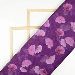 Amethyst Purple And Cream Floral Pattern Digital Print Velvet Fabric (Width 58 Inches)