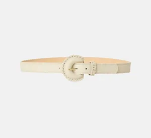 B-Low the Belt - Owen Leather Belt with Whipstitch Buckle in Bone