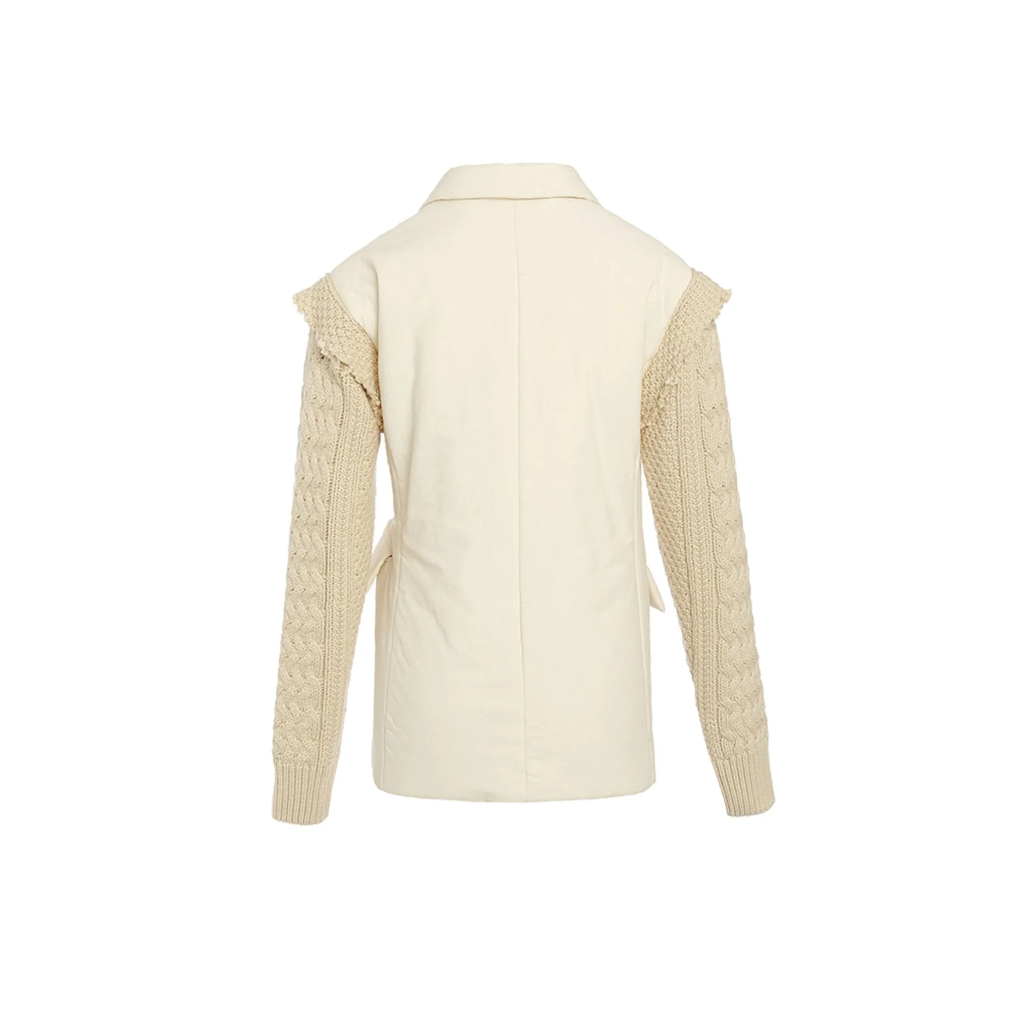 Beige Knitted Sleeve Jackets