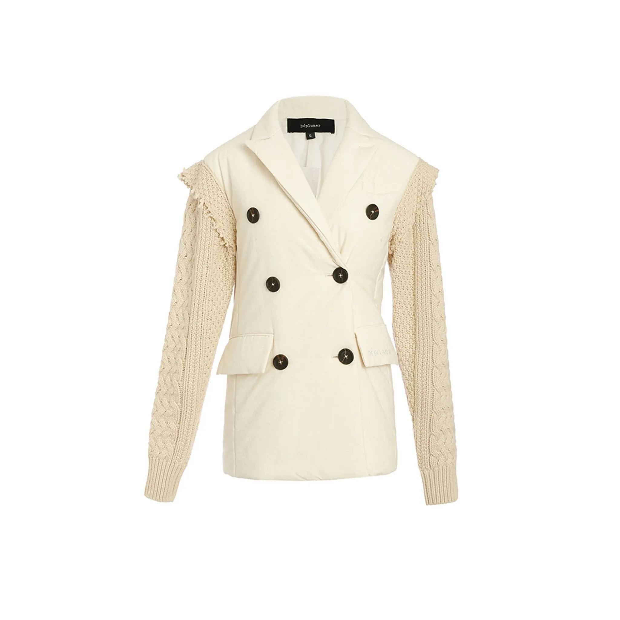 Beige Knitted Sleeve Jackets