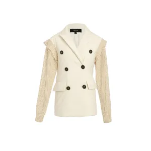 Beige Knitted Sleeve Jackets