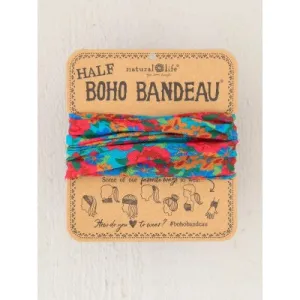 Boho Bandeau Half Brown Red Blue Floral