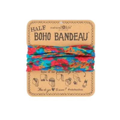 Boho Bandeau Half Brown Red Blue Floral