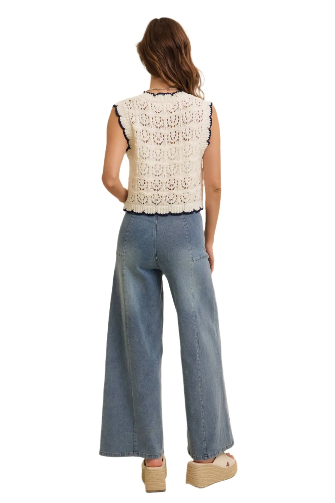 Bow Tied Sweater Vest - Crocheted Top