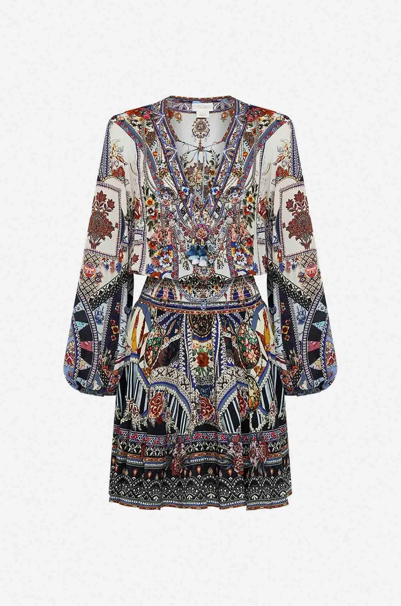 Camilla - My Folk Art Heart Shirred Relaxed Short Dress