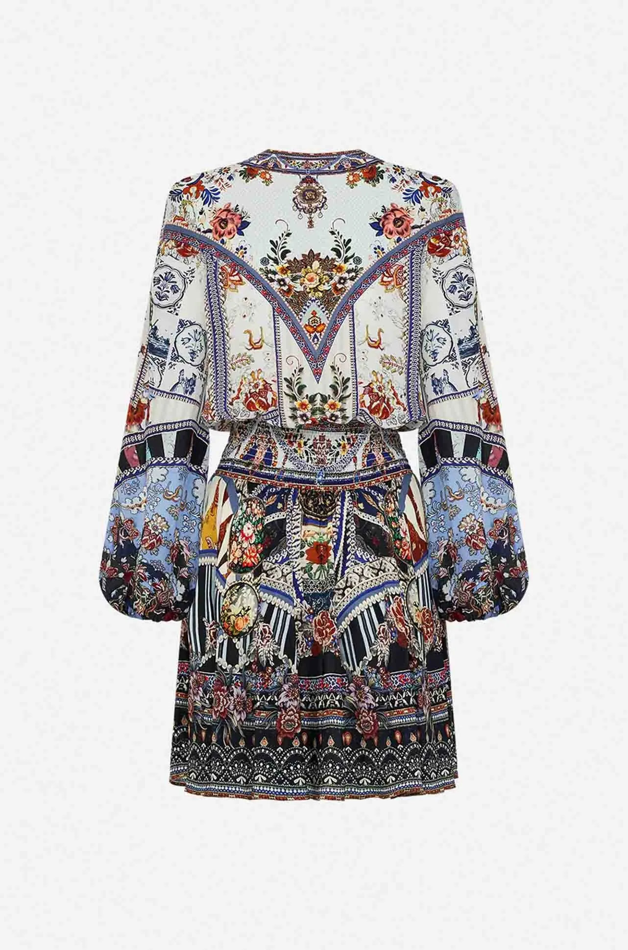 Camilla - My Folk Art Heart Shirred Relaxed Short Dress