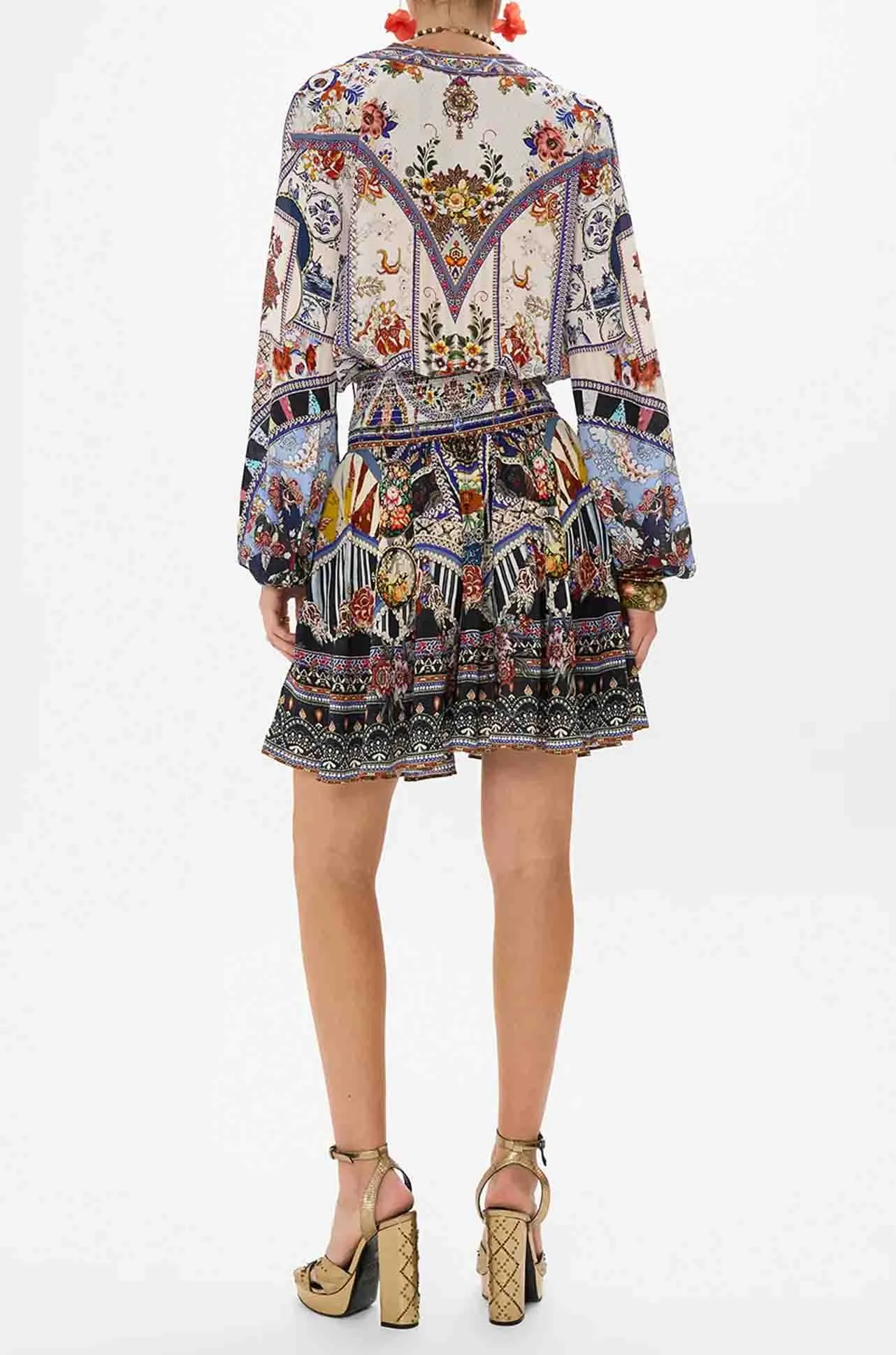 Camilla - My Folk Art Heart Shirred Relaxed Short Dress
