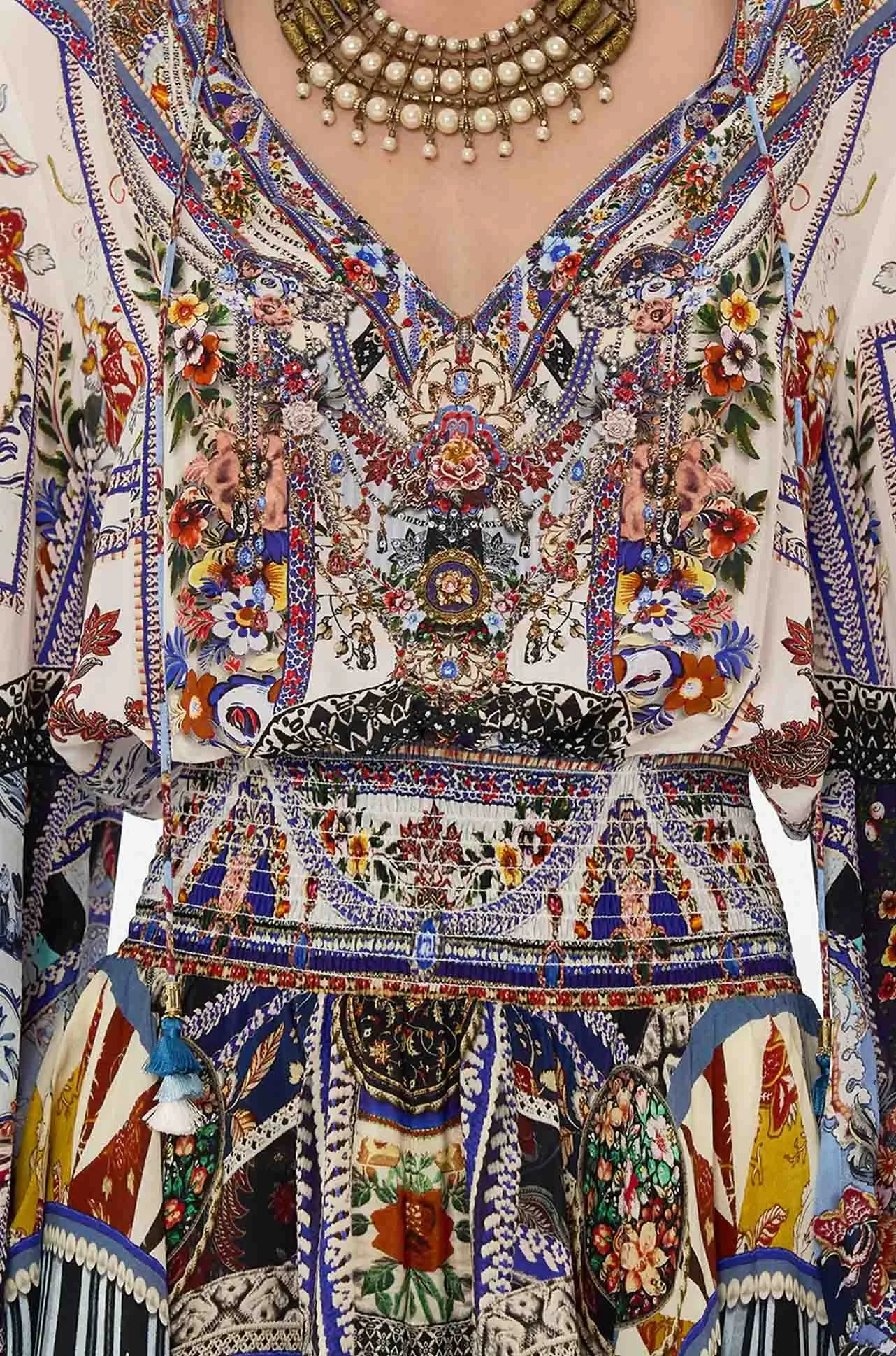 Camilla - My Folk Art Heart Shirred Relaxed Short Dress