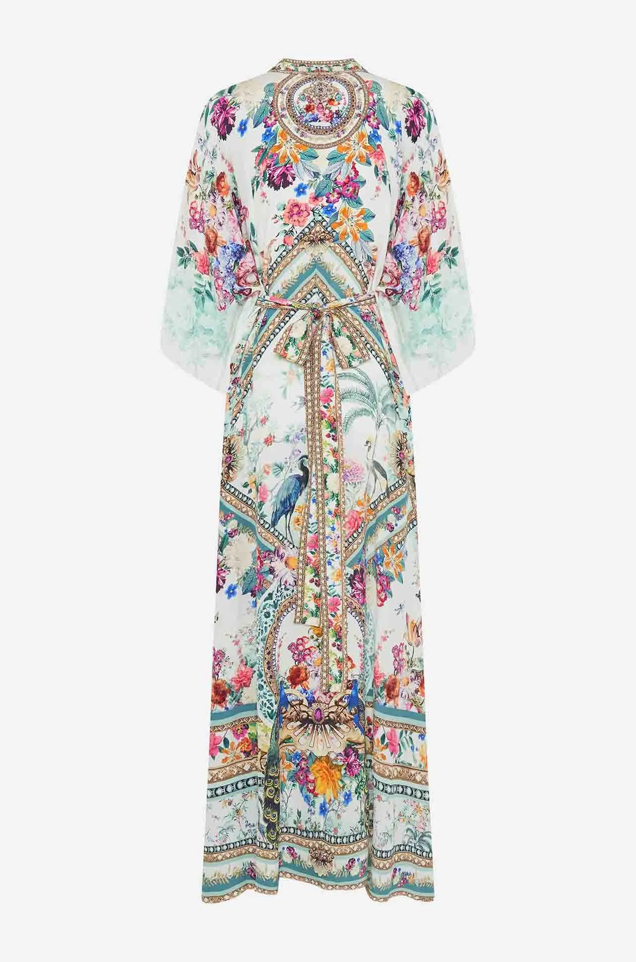 Camilla - Plumes and Parterres Waist Tie Long Kaftan