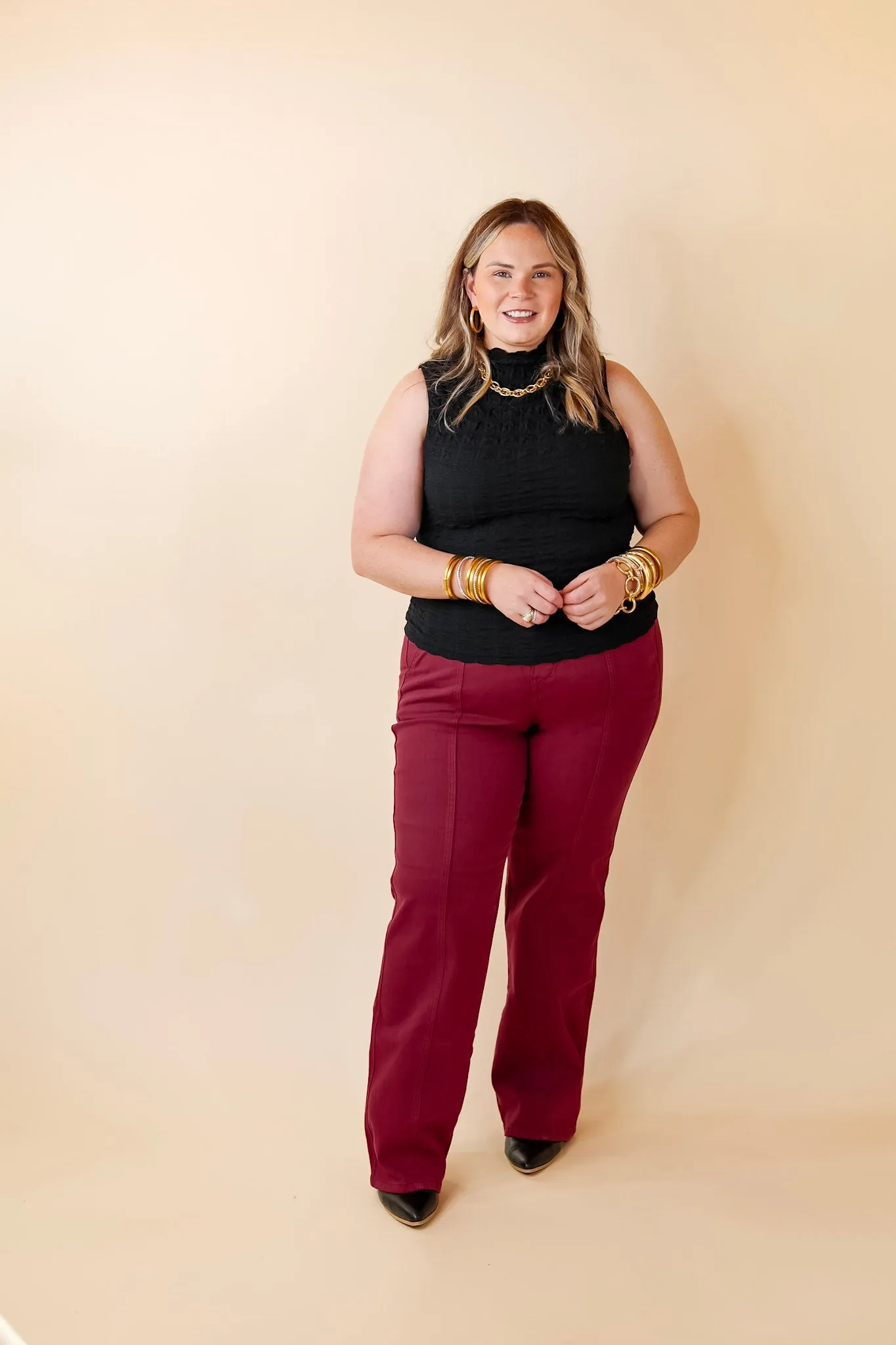 Coffee Date Knit Top With Ruffled Sleeves in Black
