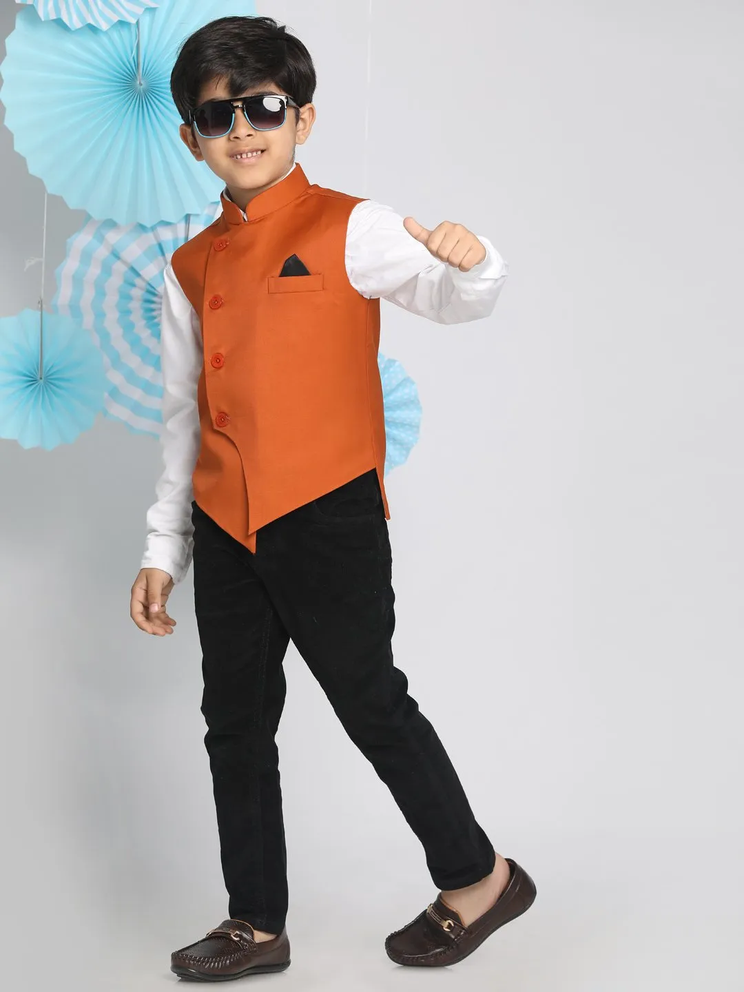 Cotton Blend Nehru Jacket for Boys - JBN Creation