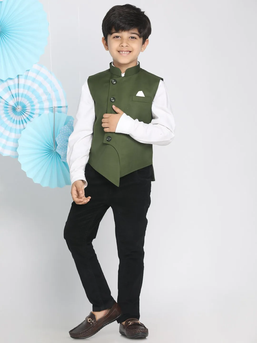 Cotton Blend Nehru Jacket for Boys - JBN Creation