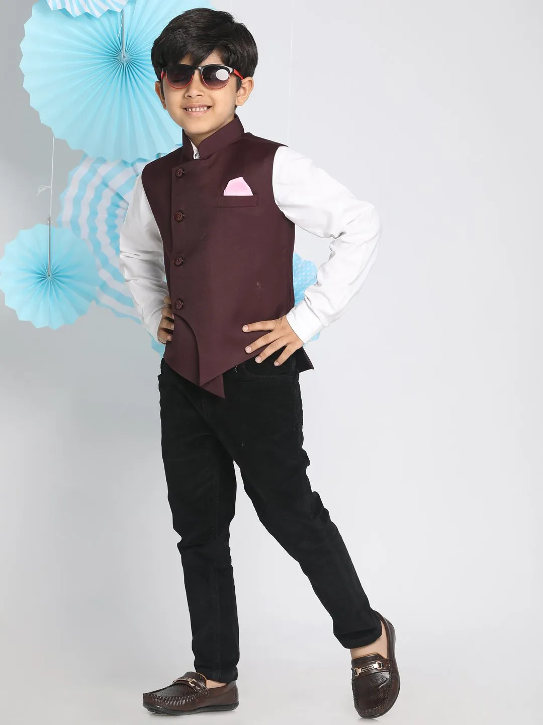 Cotton Blend Nehru Jacket for Boys - JBN Creation