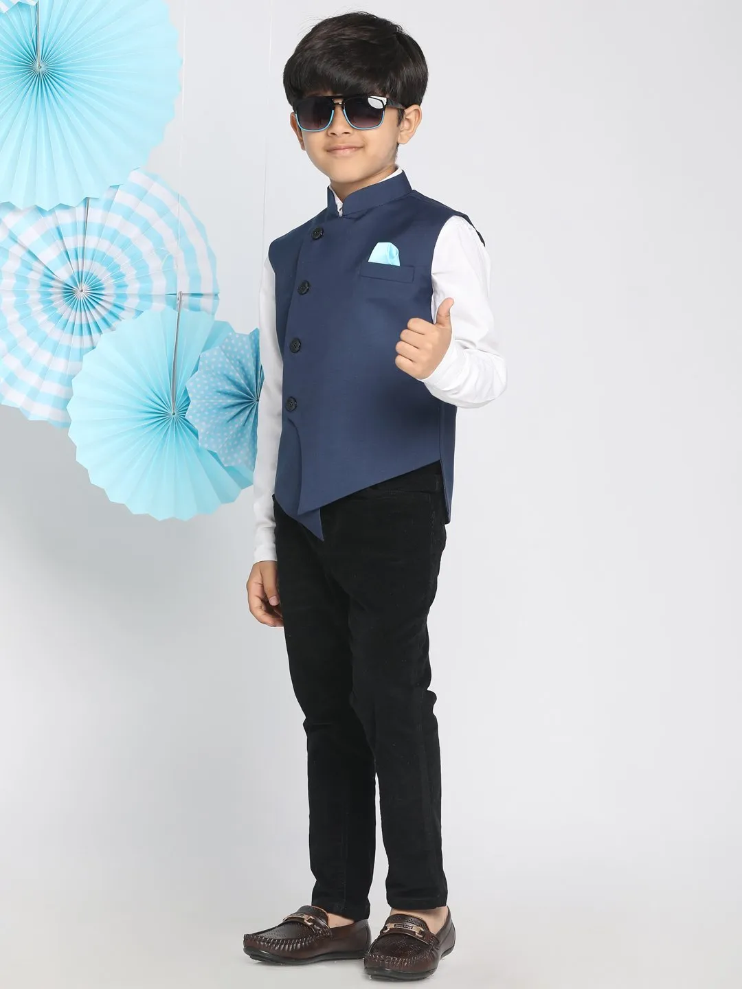 Cotton Blend Nehru Jacket for Boys - JBN Creation