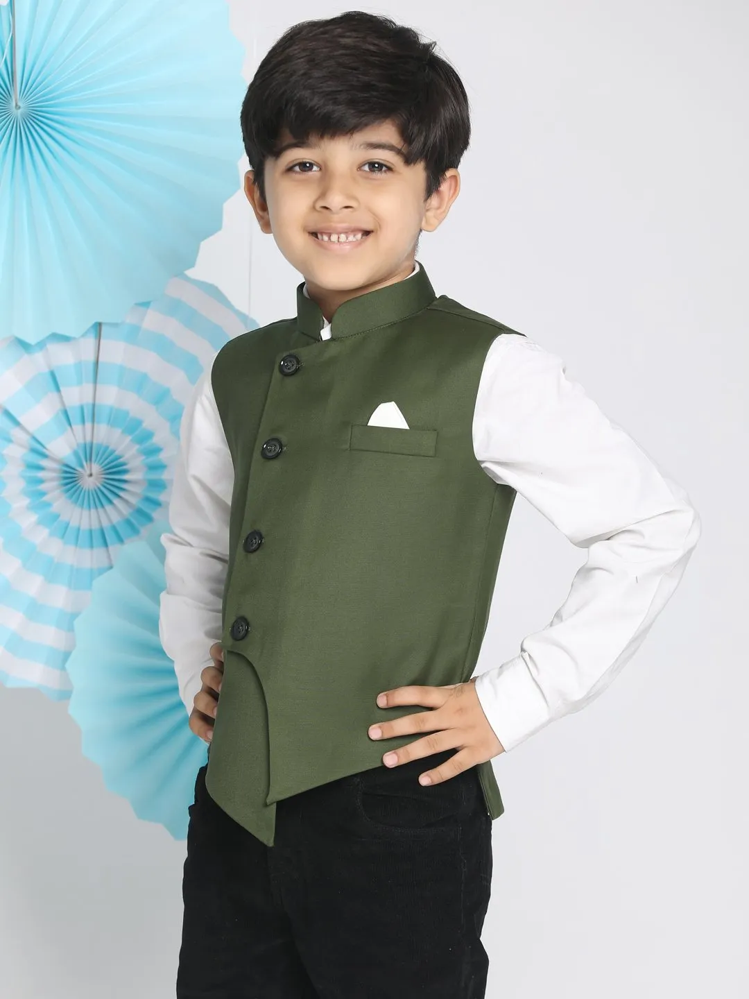 Cotton Blend Nehru Jacket for Boys - JBN Creation