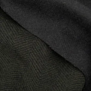 Deadstock Chevron Double Faced Wool Blend Coating - Forest Green/Black