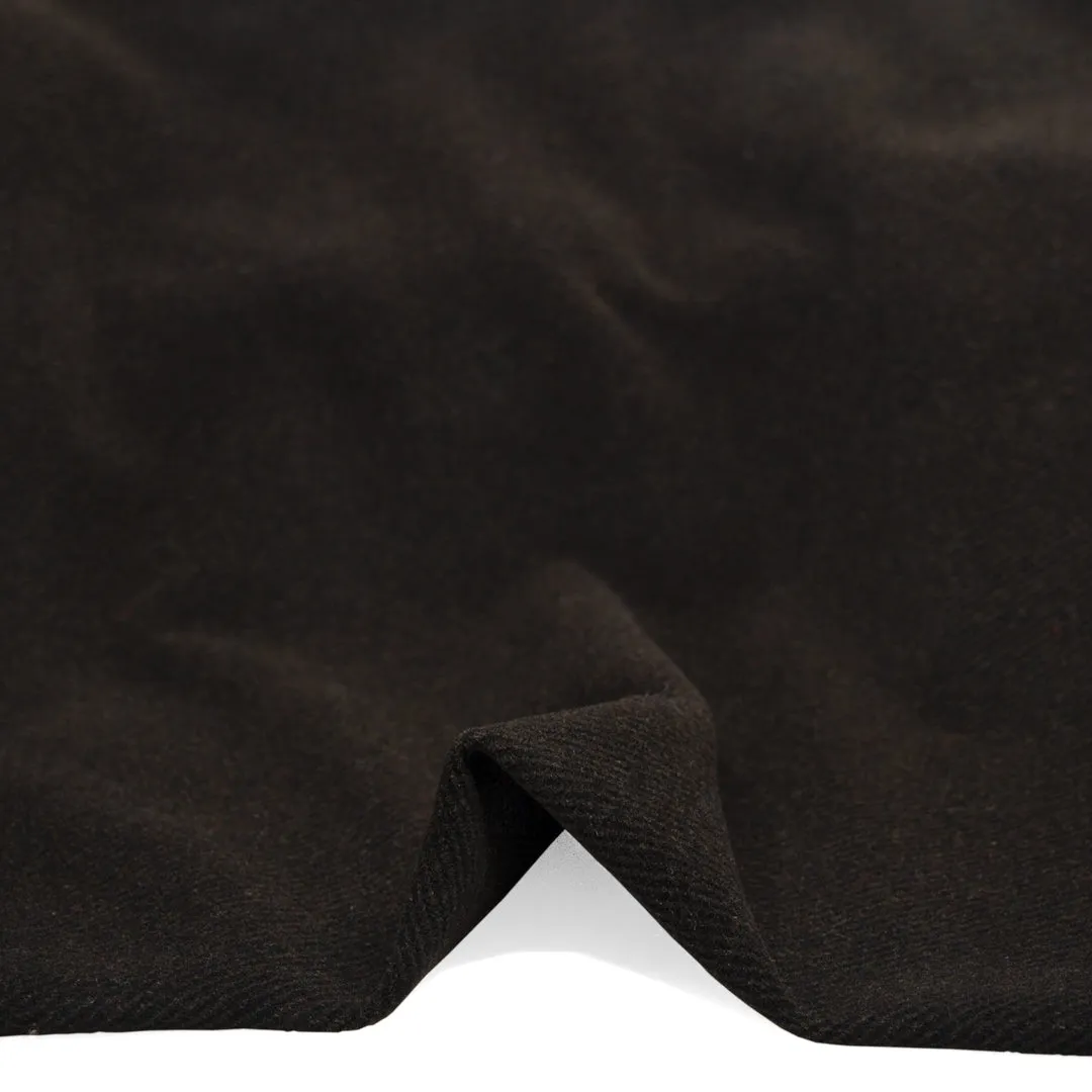 Deadstock Double Faced Twill Wool Blend Coating - Espresso/Black