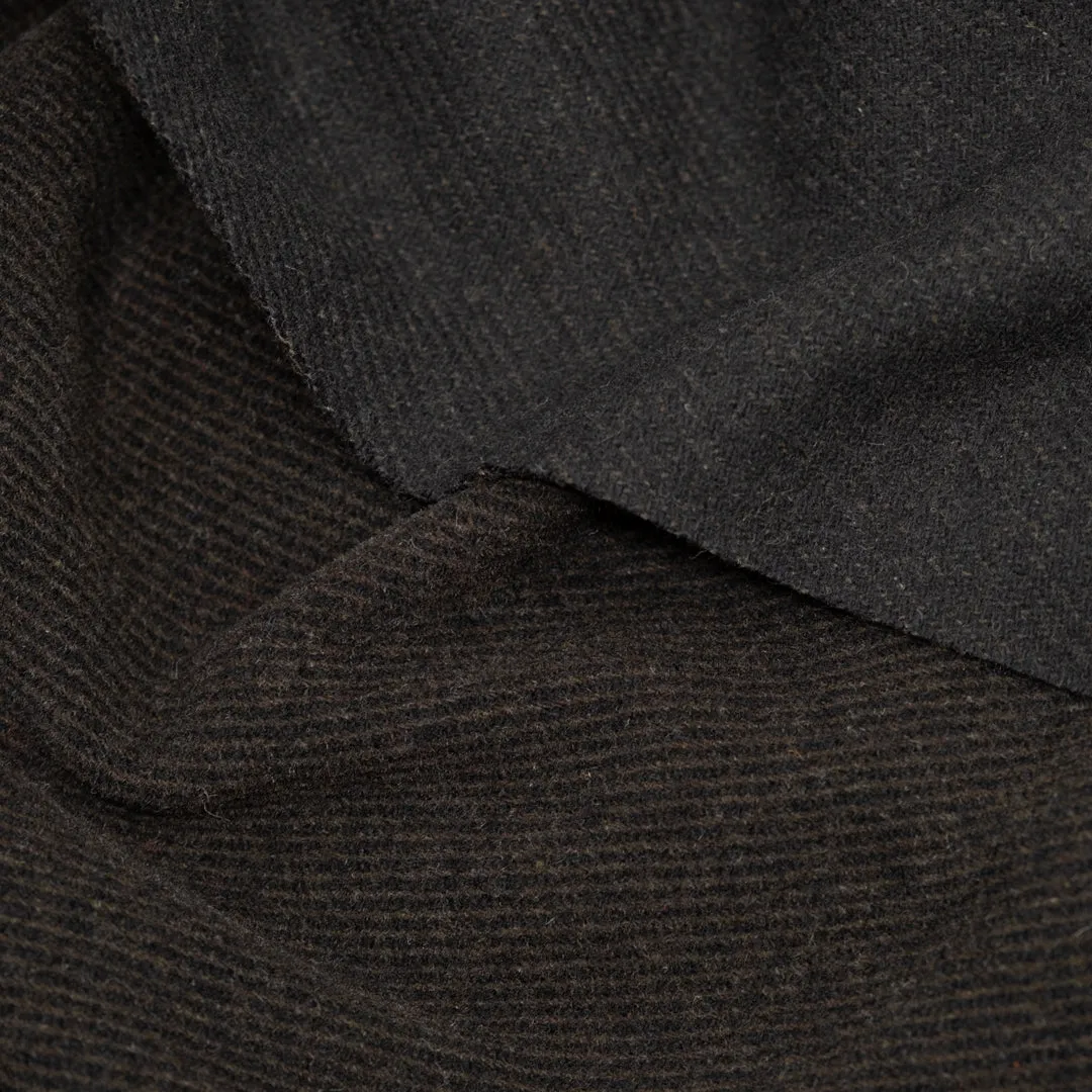 Deadstock Double Faced Twill Wool Blend Coating - Espresso/Black