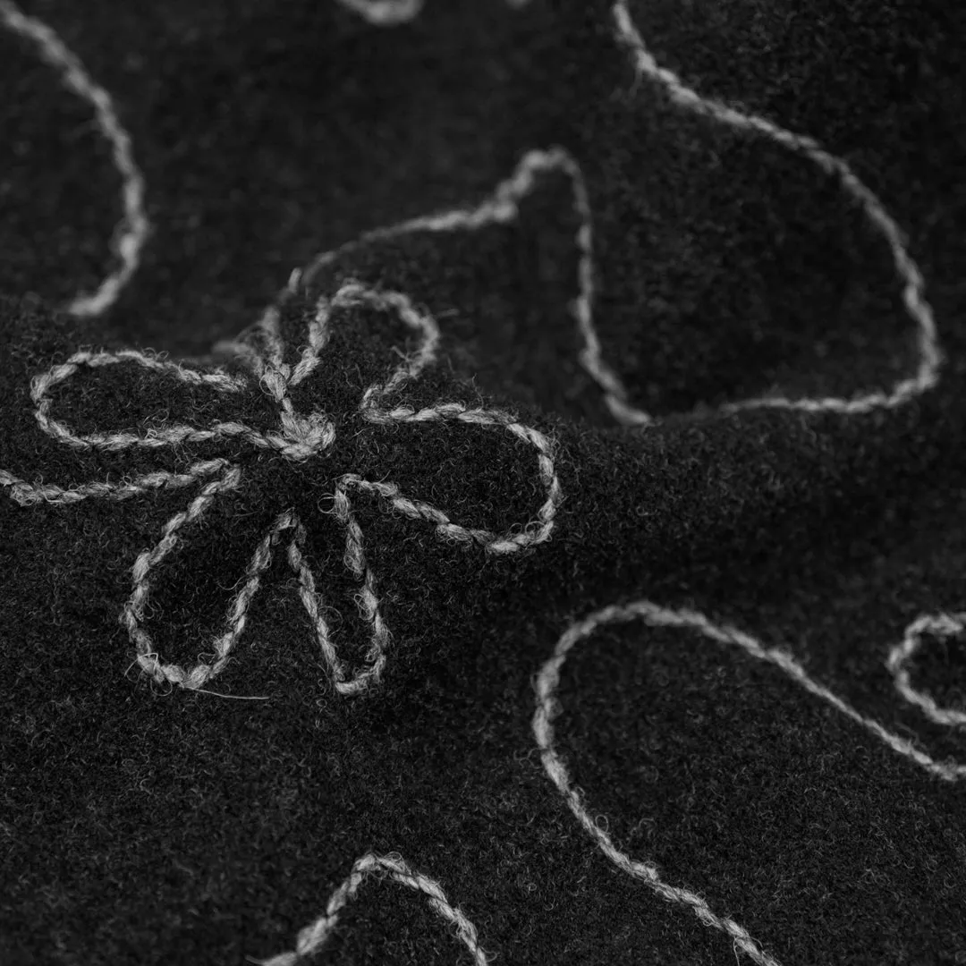 Deadstock Embroidered Wool Blend Coating - Smoke/Light Grey