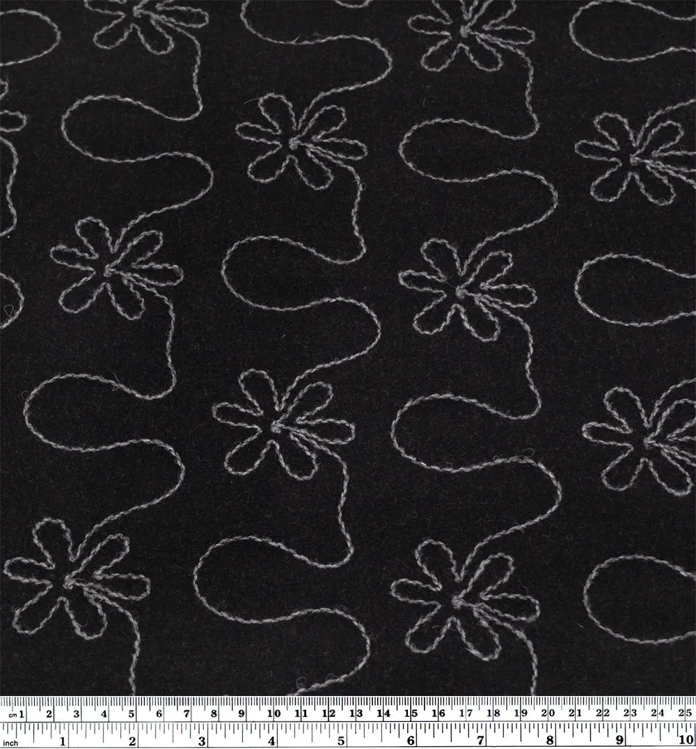 Deadstock Embroidered Wool Blend Coating - Smoke/Light Grey