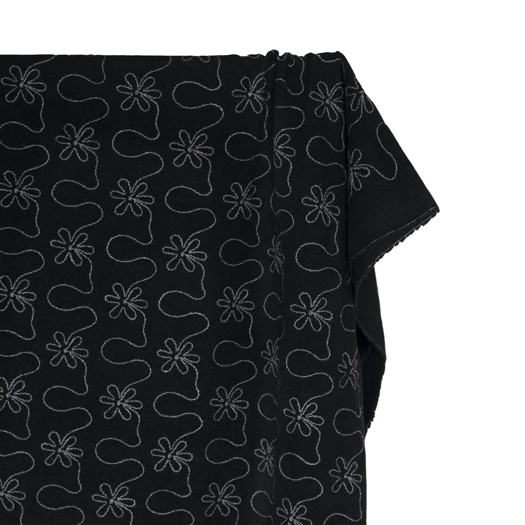 Deadstock Embroidered Wool Blend Coating - Smoke/Light Grey