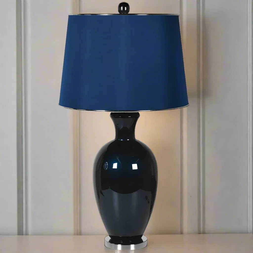 Deep Blue Glass Lamp Blue Shade 85 cm
