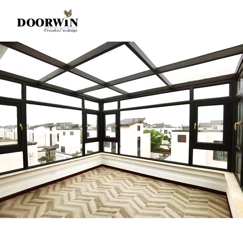 Doorwin 2021Topwindow Laminated Low-e Conservatory Reflective Sunbathe lowes sunrooms Aluminum Frame Winter Garden Conservatory Window