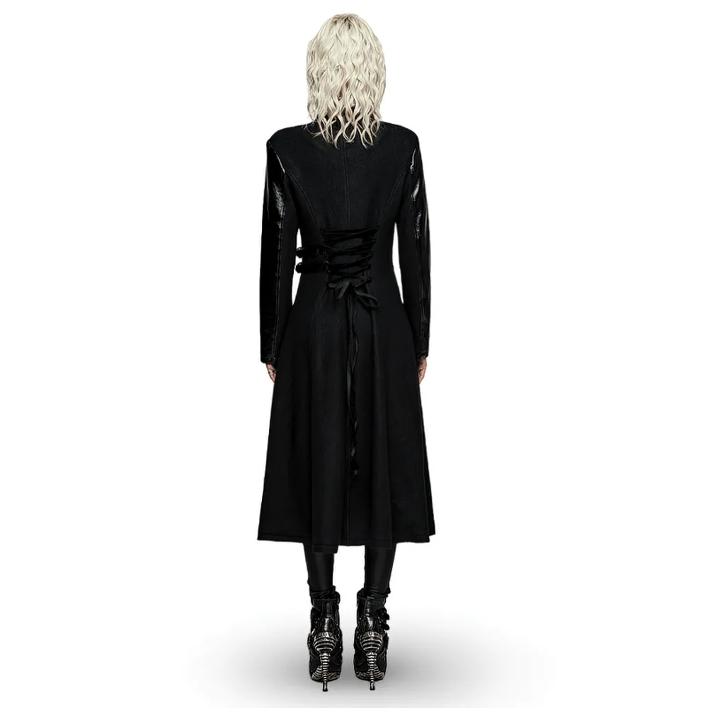 Faux Leather Wool Blend Gothic Coat