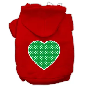 Green Swiss Dot Heart Screen Print Pet Hoodies Red Size XXXL (20)