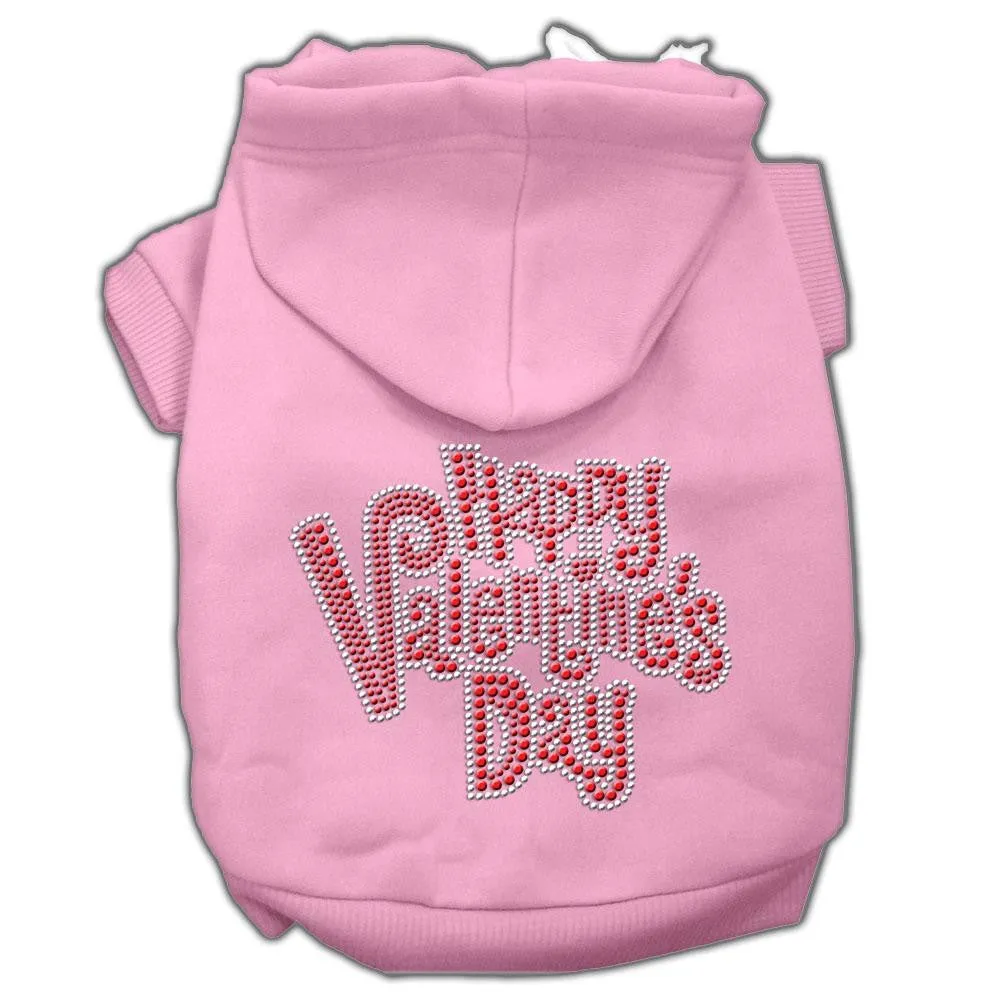 Happy Valentines Day Rhinestone Hoodies Pink Xs (8)
