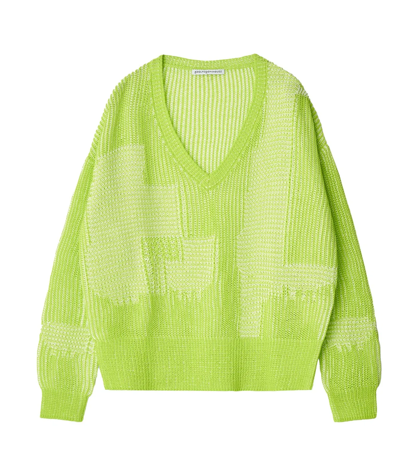 Jacquard V-Neckline Sweater Pistachio Green
