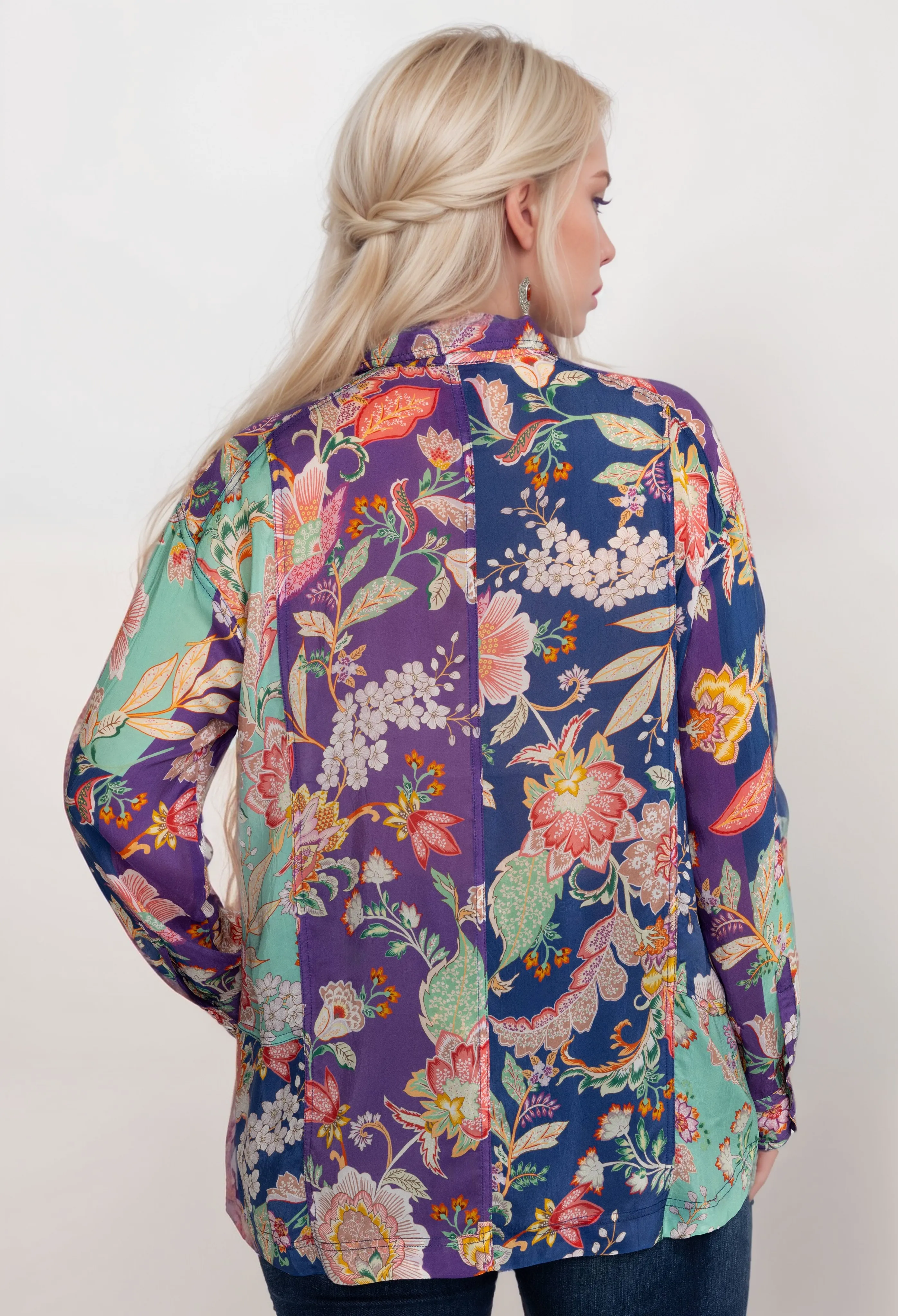 Johnny Was Womens Vivienne Leya Button Up Shirt C11524A Boho Chic Plus Size