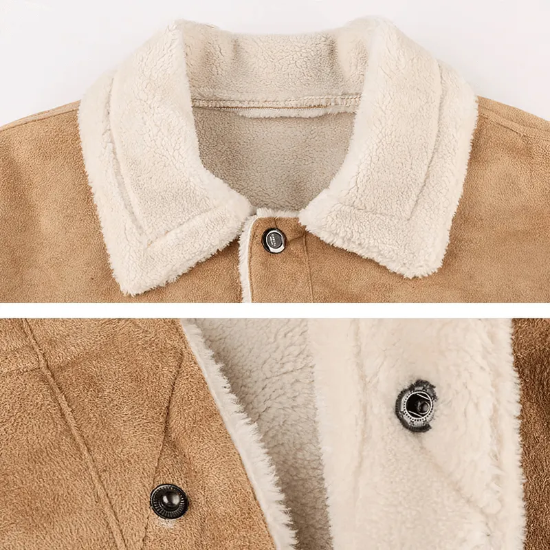 Motorcycle Cashmere Jacket Without a Hood / Casual Buttons Pockets Warm Jackets