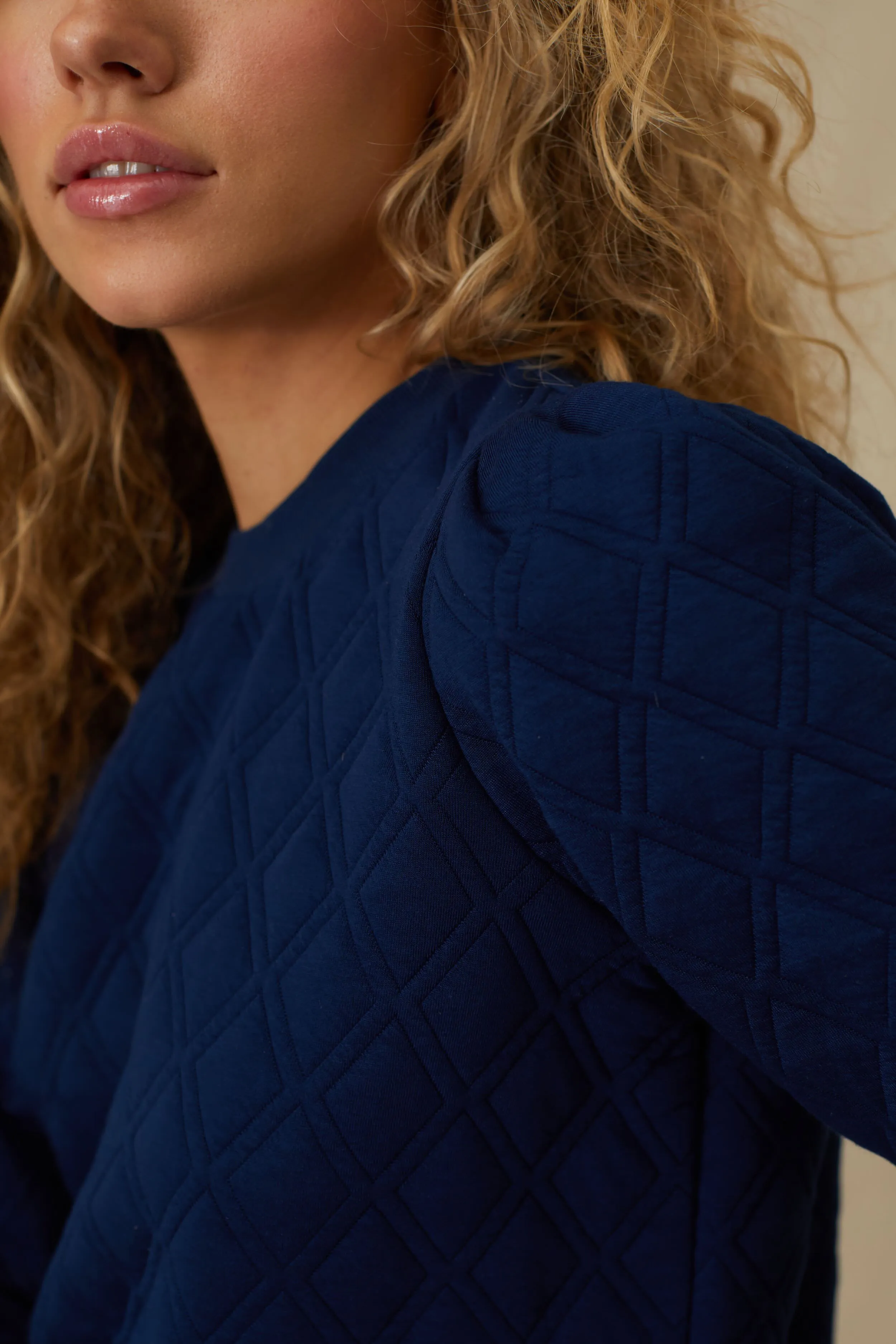 Navy Puff Sleeve Campbell Pullover