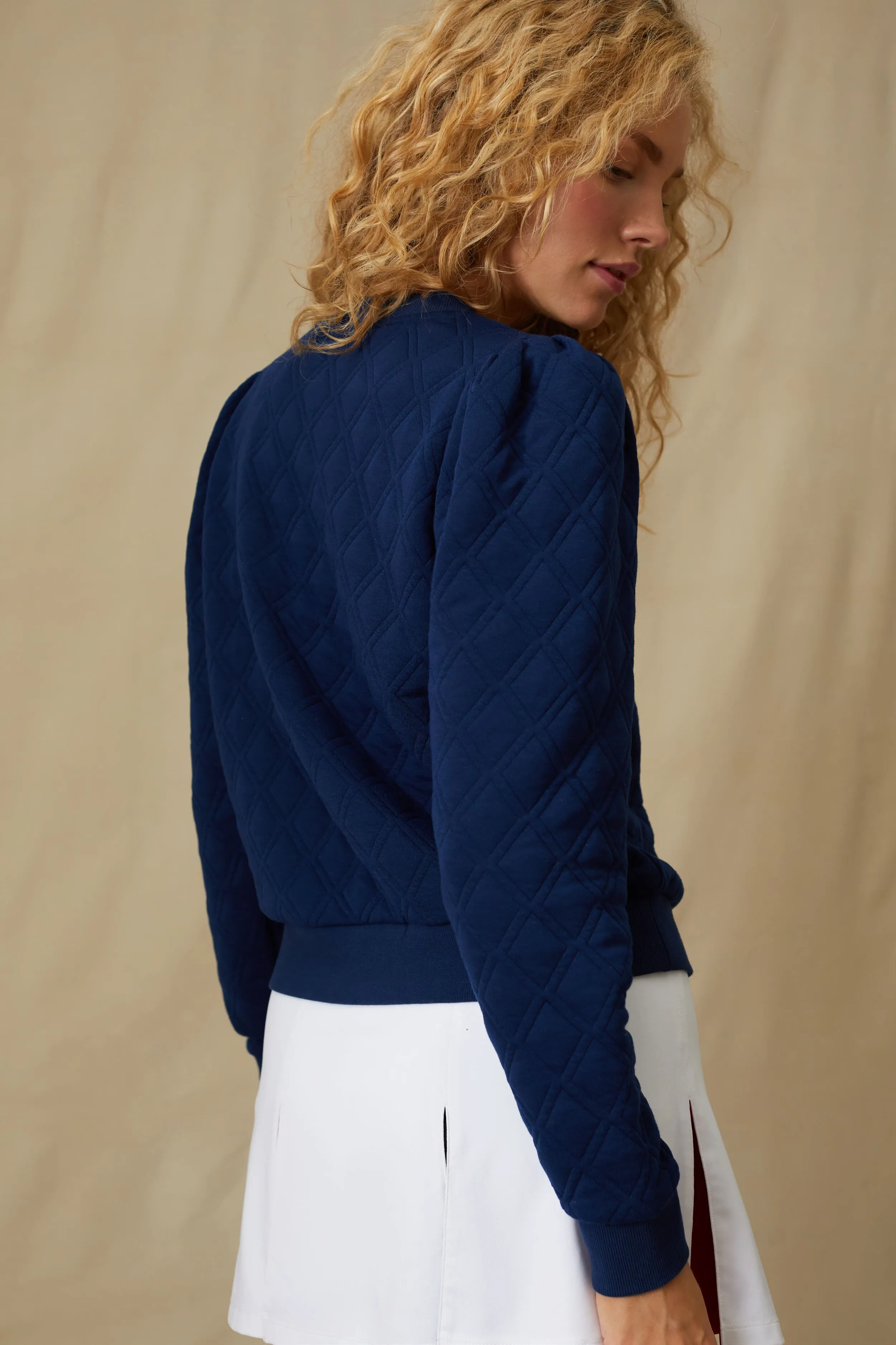 Navy Puff Sleeve Campbell Pullover