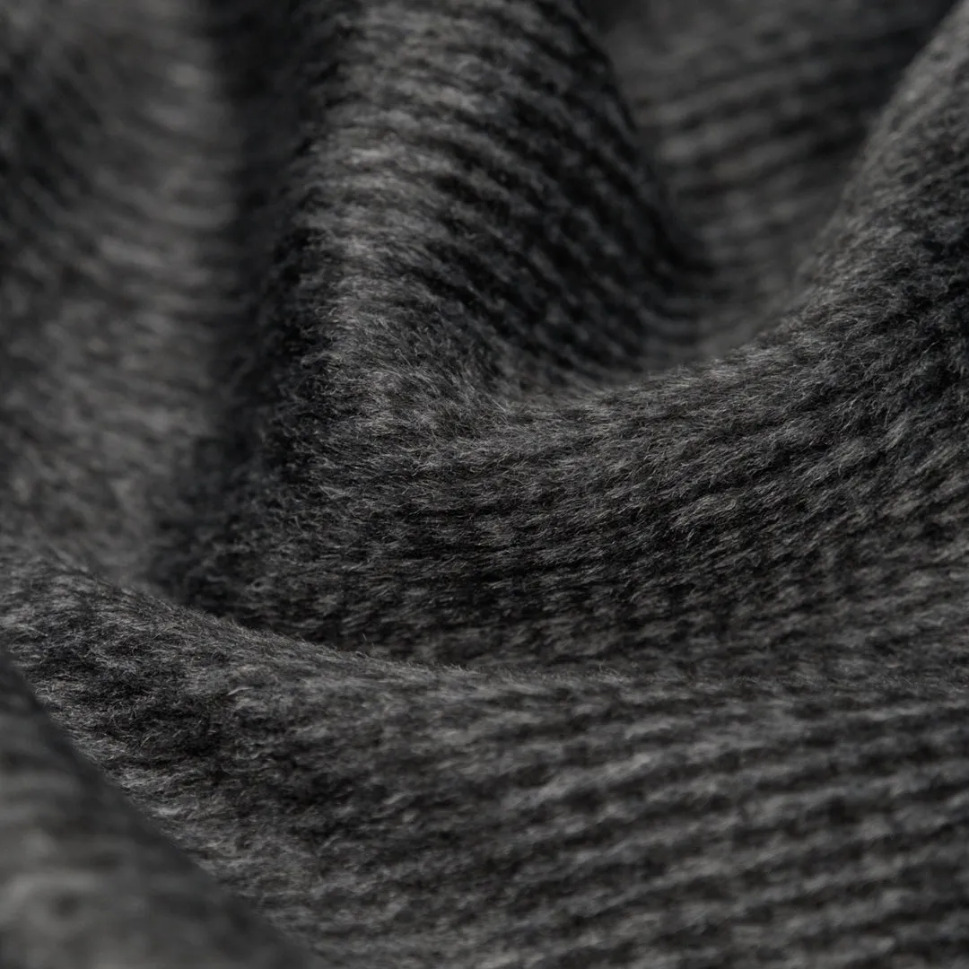 Poly Wool Double Faced Coating - Heather Charcoal/Black