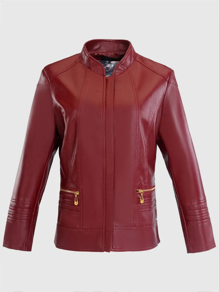 PU Leather Thicken Women Jackets