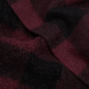 Remnant - 1m - Deadstock Buffalo Check Recycled Wool Blend Coating - Cabernet
