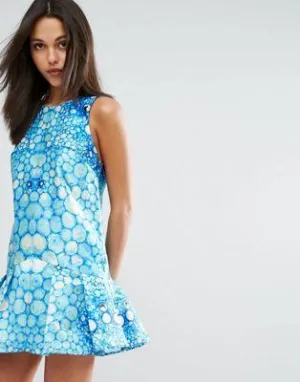 Skeena S Mini Dress in Watersnake Print with Flippy Hem