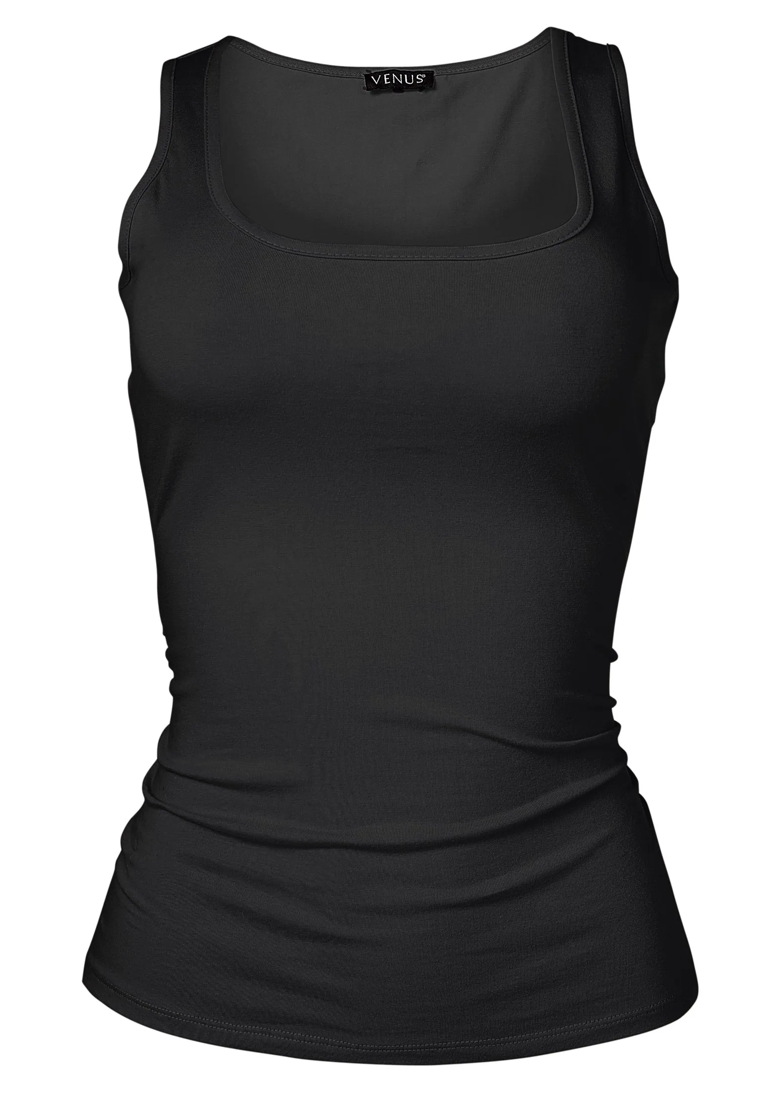 Square Neck Tank Top - Black