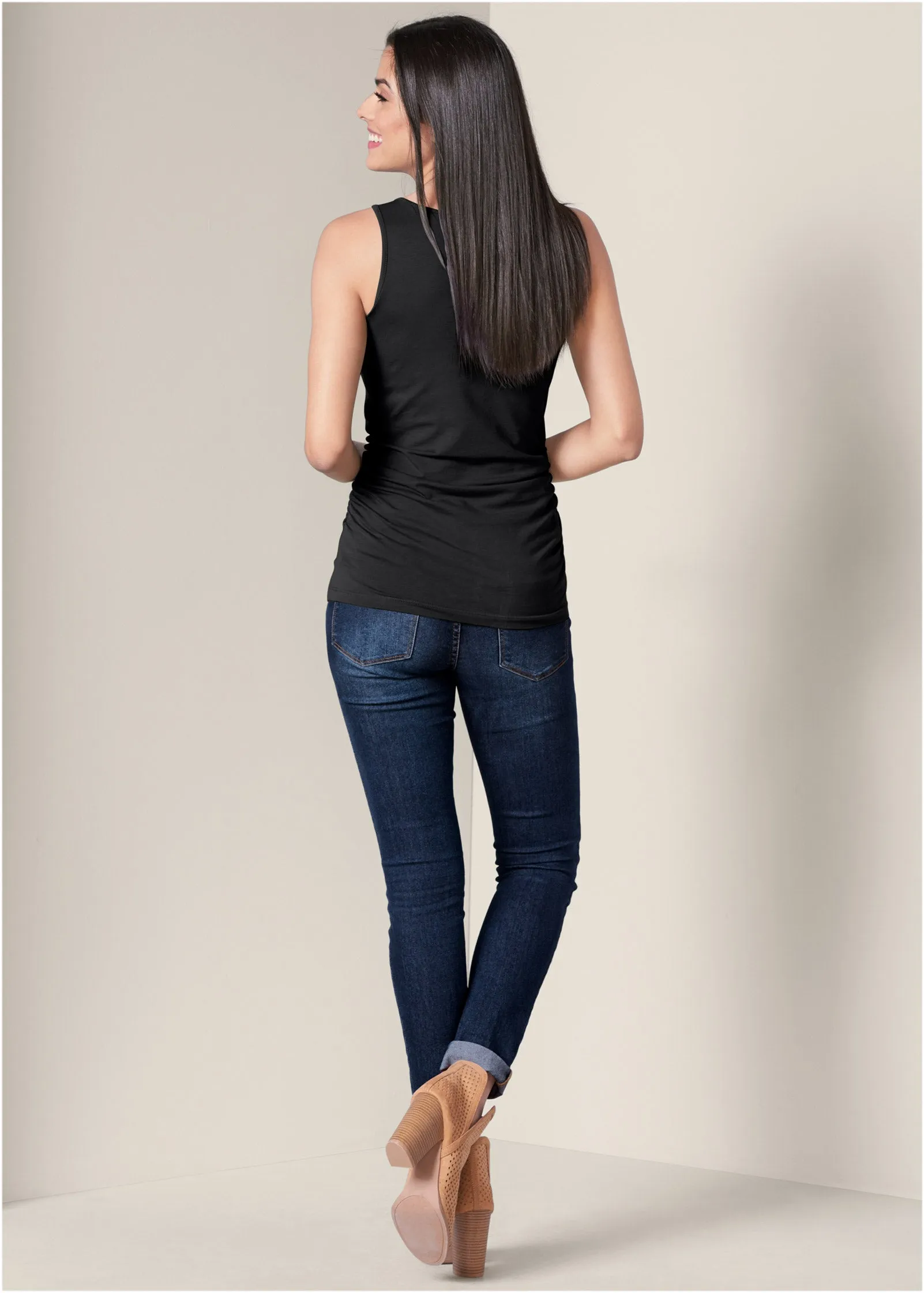 Square Neck Tank Top - Black