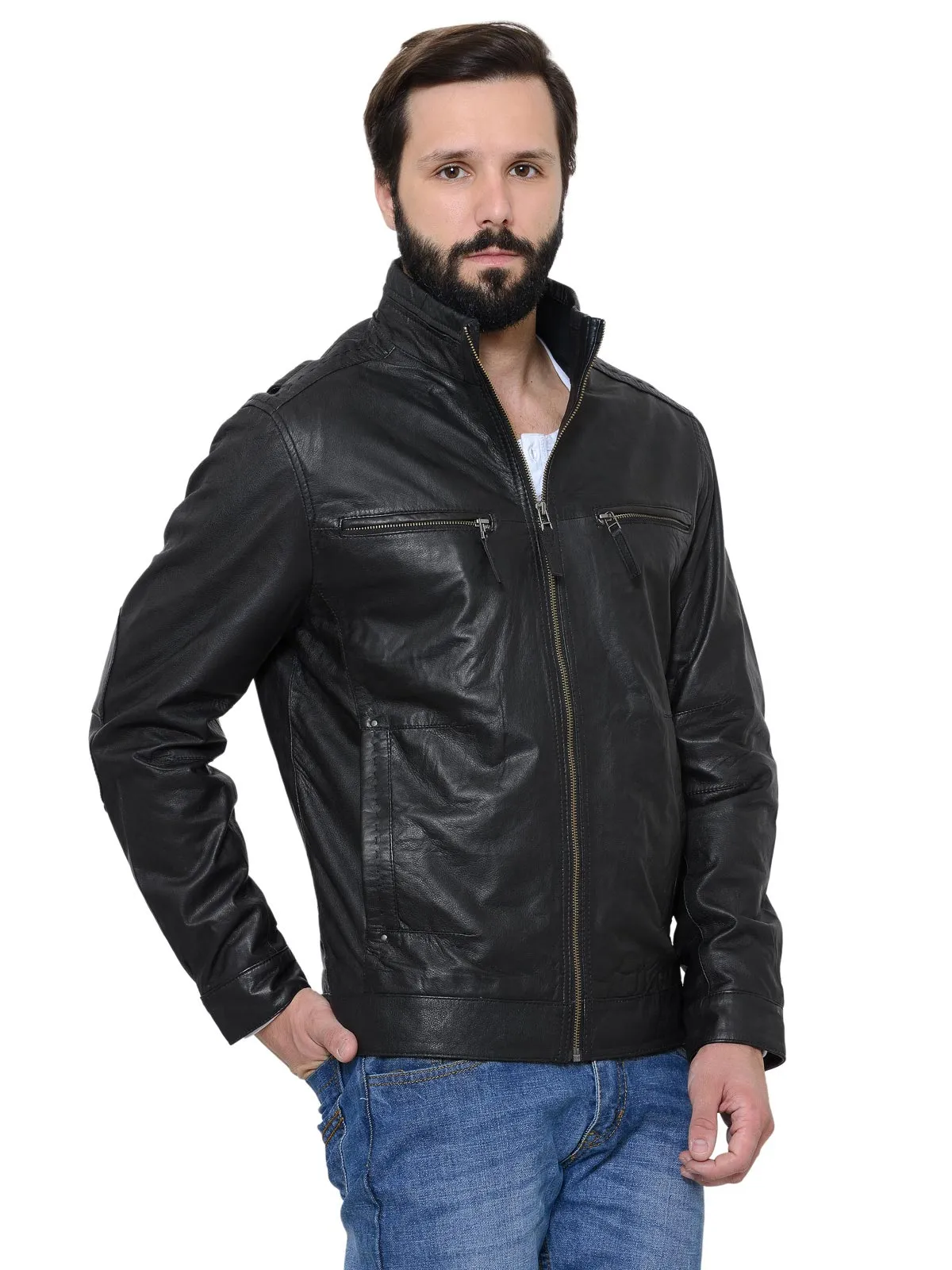 Teakwood Men's Black Leather Jackets