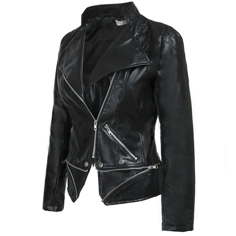 Women Black Faux Leather Jackets