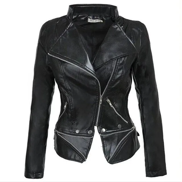 Women Black Faux Leather Jackets