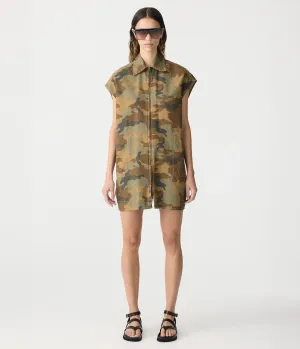 ZIP FRONT DRESS- CAMO