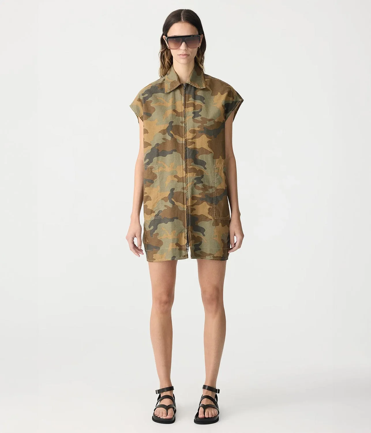 ZIP FRONT DRESS- CAMO